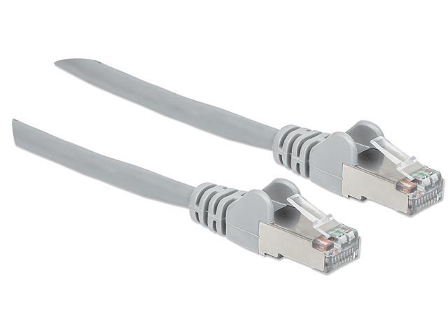 Intellinet Cat6a S/FTP Network Patch Cable, 10 ft., Gray, 10G, 500 MHz, 100% Copper, 26 AWG, RJ45, Stranded, Snag-free, Gold-plated Contacts