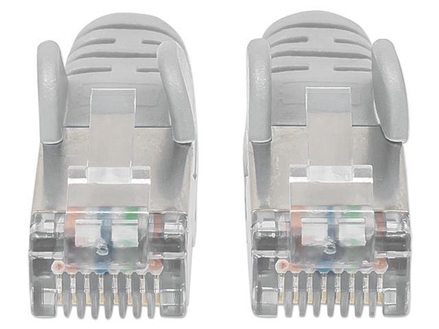 Intellinet Cat6a S/FTP Network Patch Cable, 10 ft., Gray, 10G, 500 MHz, 100% Copper, 26 AWG, RJ45, Stranded, Snag-free, Gold-plated Contacts