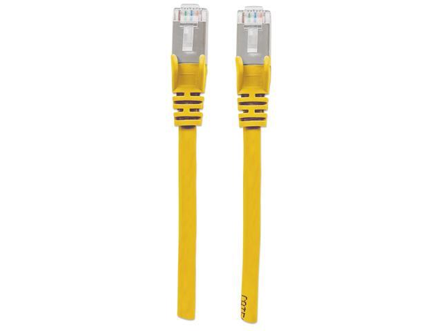 Intellinet Cat6a S/FTP Network Patch Cable, 10 ft., Yellow, 10G, 500 MHz, 100% Copper, 26 AWG, RJ45, Stranded, Snag-free, Gold-plated Contacts
