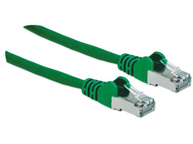 Intellinet Cat6a S/FTP Network Patch Cable, 25 ft., Green, 10G, 500 MHz, 100% Copper, 26 AWG, RJ45, Stranded, Snag-free, Gold-plated Contacts