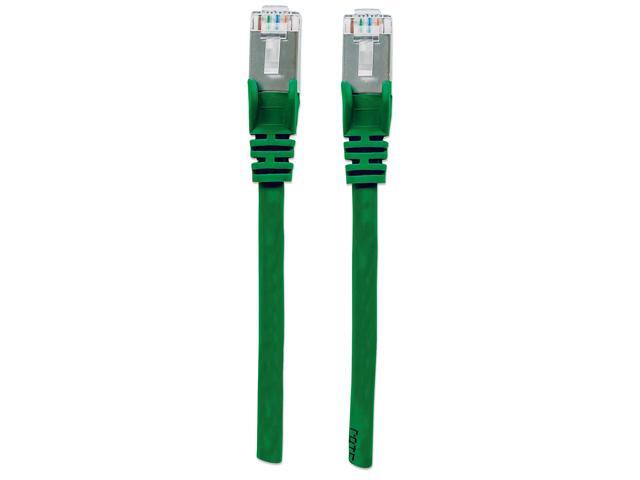 Intellinet Cat6a S/FTP Network Patch Cable, 25 ft., Green, 10G, 500 MHz, 100% Copper, 26 AWG, RJ45, Stranded, Snag-free, Gold-plated Contacts