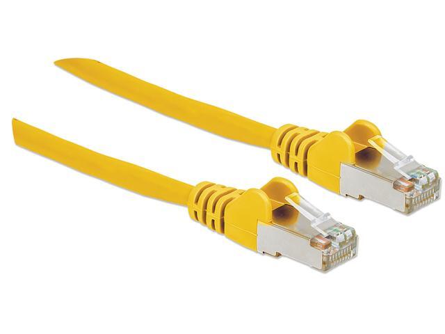 Intellinet Cat6a S/FTP Network Patch Cable, 3 ft., Yellow, 10G, 500 MHz, 100% Copper, 26 AWG, RJ45, Stranded, Snag-free, Gold-plated Contacts