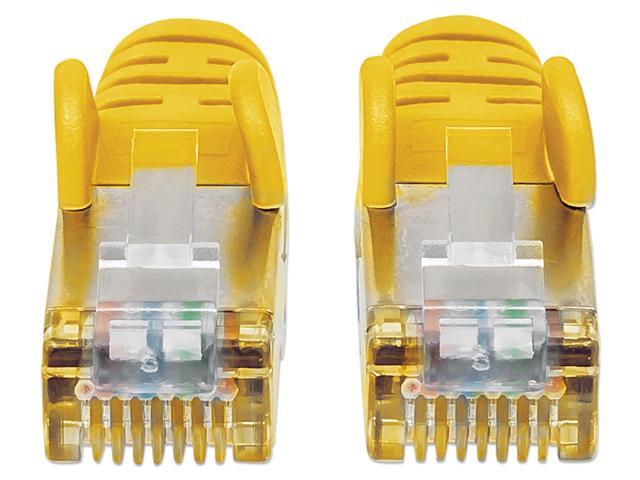 Intellinet Cat6a S/FTP Network Patch Cable, 3 ft., Yellow, 10G, 500 MHz, 100% Copper, 26 AWG, RJ45, Stranded, Snag-free, Gold-plated Contacts