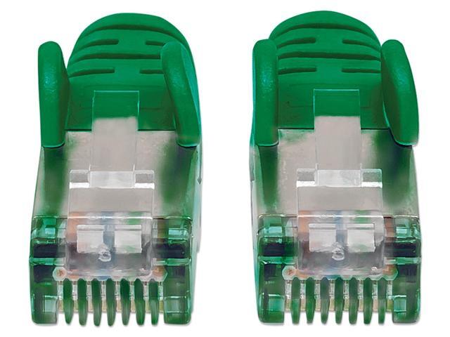 Intellinet Cat6a S/FTP Network Patch Cable, 5 ft., Green, 10G, 500 MHz, 100% Copper, 26 AWG, RJ45, Stranded, Snag-free, Gold-plated Contacts