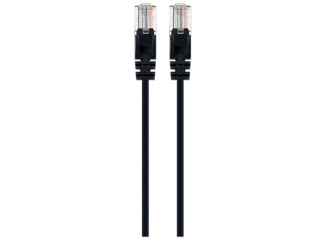 Intellinet Cat6a U/UTP Slim Network Patch Cable, 1 ft., Black, 10G, 500 MHz, 100% Copper, 30 AWG, RJ45, Stranded, Snag-free, Gold-plated Contacts