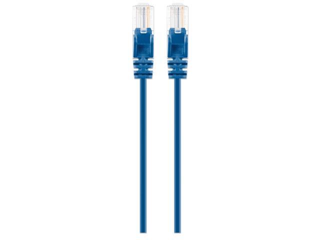 Intellinet Cat6a U/UTP Slim Network Patch Cable, 10 ft., Blue, 10G, 500 MHz, 100% Copper, 30 AWG, RJ45, Stranded, Snag-free, Gold-plated Contacts