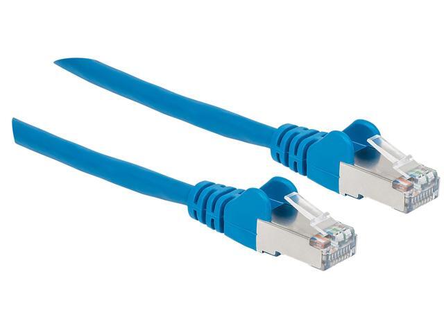 Intellinet Cat6a S/FTP Network Patch Cable, 100 ft., Blue, 10G, 500 MHz, 100% Copper, 26 AWG, RJ45, Stranded, Snag-free, Gold-plated Contacts