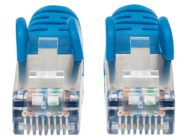 Intellinet Cat6a S/FTP Network Patch Cable, 25 ft., Blue, 10G, 500 MHz, 100% Copper, 26 AWG, RJ45, Stranded, Snag-free, Gold-plated Contacts