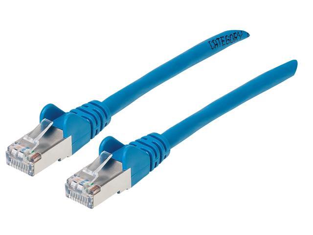 Intellinet Cat6a S/FTP Network Patch Cable, 3 ft., Blue, 10G, 500 MHz, 100% Copper, 26 AWG, RJ45, Stranded, Snag-free, Gold-plated Contacts
