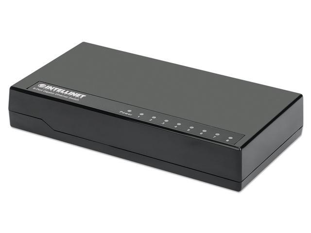 Intellinet 8-Port Gigabit Ethernet Switch, Desktop Size, Green Ethernet power-saving technology, Black