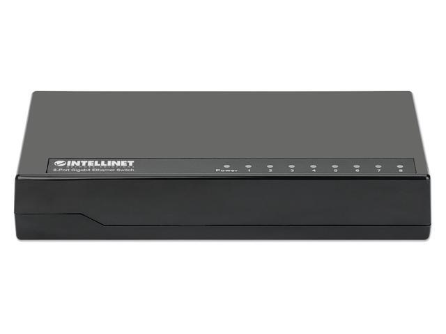 Intellinet 8-Port Gigabit Ethernet Switch, Desktop Size, Green Ethernet power-saving technology, Black