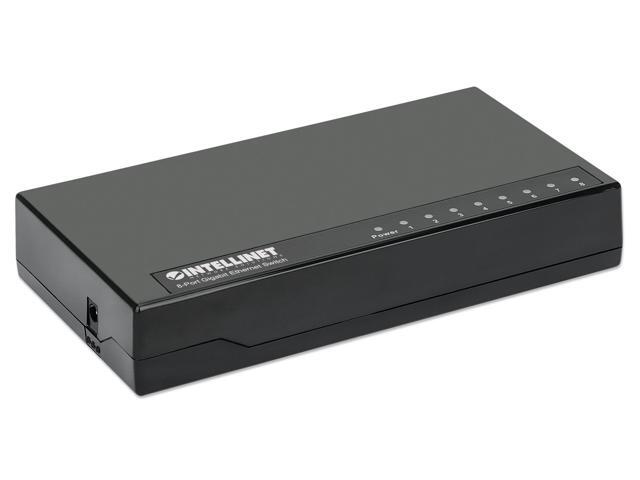 Intellinet 8-Port Gigabit Ethernet Switch, Desktop Size, Green Ethernet power-saving technology, Black