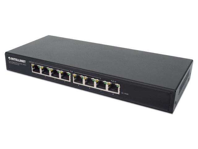 Intellinet PoE-Powered 8-Port Gigabit Ethernet PoE+ Switch with PoE Passthrough, One IEEE 802.3bt (PoE++ / 4PPoE) PD PoE Port with 90 W Power...