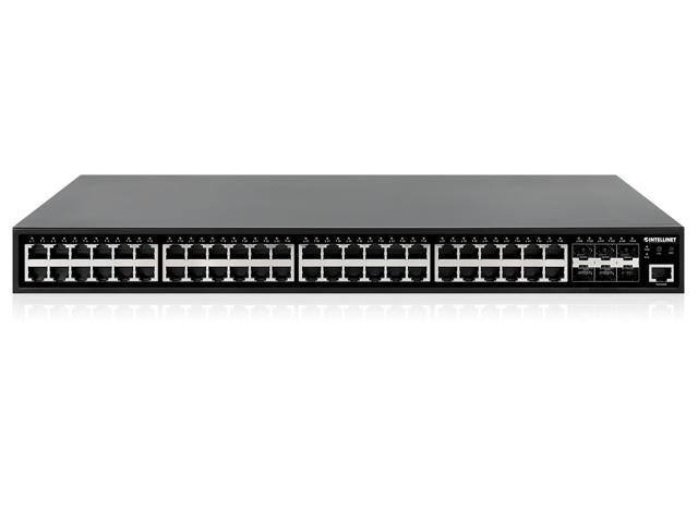 Intellinet 54-Port L2+ Fully Managed PoE+ Switch with 48 Gigabit Ethernet Ports and 6 SFP+ Uplinks, IEEE 802.3at/af PoE+/PoE Compliant, 450 W PoE...