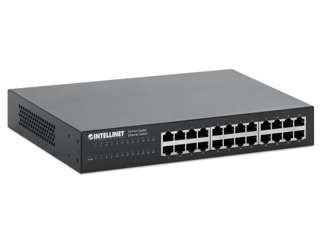 Intellinet 24-Port Gigabit Ethernet Switch, 24 x 10/100/1000 Mbps RJ45 Ports, IEEE 802.3az Energy Efficient Ethernet, Desktop, 19' Rackmount