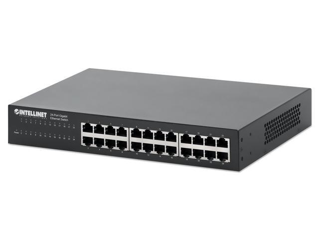 Intellinet 24-Port Gigabit Ethernet Switch, 24 x 10/100/1000 Mbps RJ45 Ports, IEEE 802.3az Energy Efficient Ethernet, Desktop, 19' Rackmount
