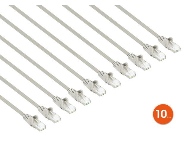 Intellinet Cat6 U/UTP Slim Network Patch Cable, 1.5 ft., Gray, 10-Pack, 10G, 250 MHz, 100% Copper, 30 AWG, RJ45, Stranded, Snag-free, Gold-plated...
