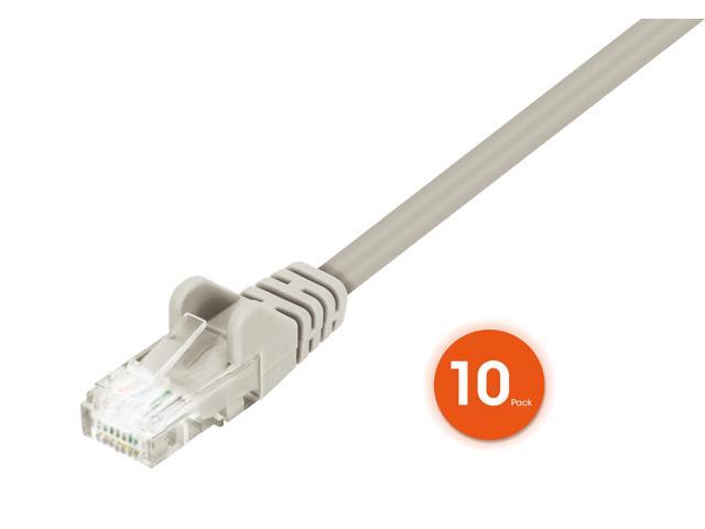 Intellinet Cat6 U/UTP Slim Network Patch Cable, 5 ft., Gray, 10-Pack, 10G, 250 MHz, 100% Copper, 30 AWG, RJ45, Stranded, Snag-free, Gold-plated...