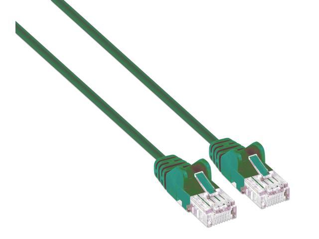Intellinet Cat6 U/UTP Slim Network Patch Cable, 1.5 ft., Green, 10G, 250 MHz, 100% Copper, 30 AWG, RJ45, Stranded, Snag-free, Gold-plated Contacts