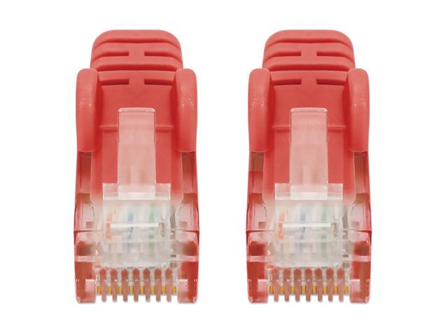 Intellinet Cat6 U/UTP Slim Network Patch Cable, 1.5 ft., Red, 10G, 250 MHz, 100% Copper, 30 AWG, RJ45, Stranded, Snag-free, Gold-plated Contacts