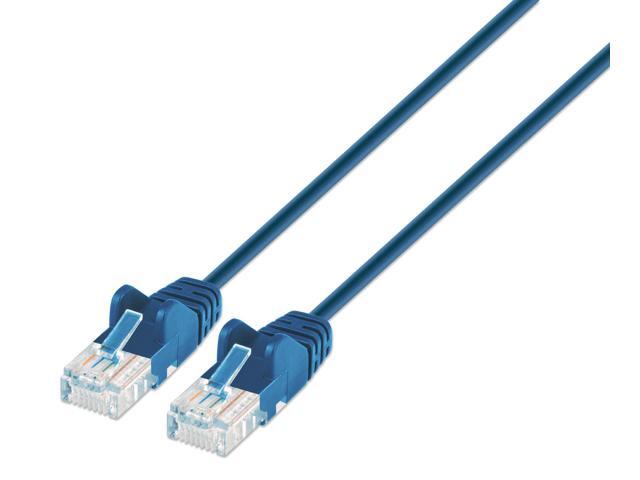 Intellinet Cat6 U/UTP Slim Network Patch Cable, 14 ft., Blue, 10G, 250 MHz, 100% Copper, 30 AWG, RJ45, Stranded, Snag-free, Gold-plated Contacts