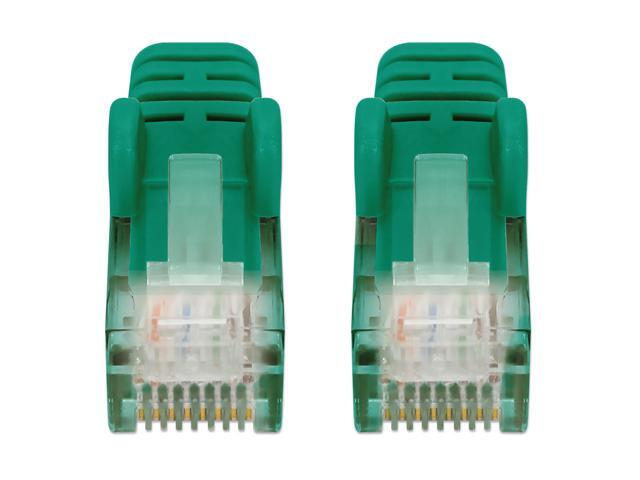 Intellinet Cat6 U/UTP Slim Network Patch Cable, 14 ft., Green, 10G, 250 MHz, 100% Copper, 30 AWG, RJ45, Stranded, Snag-free, Gold-plated Contacts
