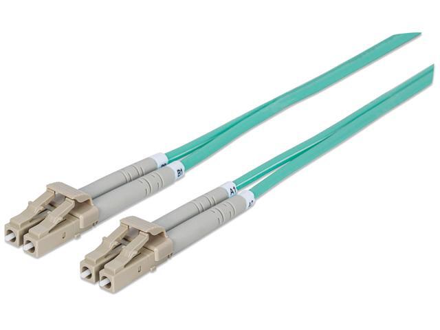 Intellinet Fiber Optic Patch Cable, Duplex, Multimode, LC/LC, 50/125 µm, OM3, 1.0 m (3.0 ft.), Aqua