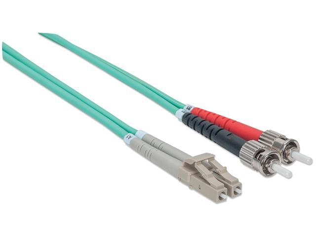 Intellinet Fiber Optic Patch Cable, Duplex, Multimode, ST/LC, 50/125 µm, OM3, 5.0 m (14.0 ft.), Aqua