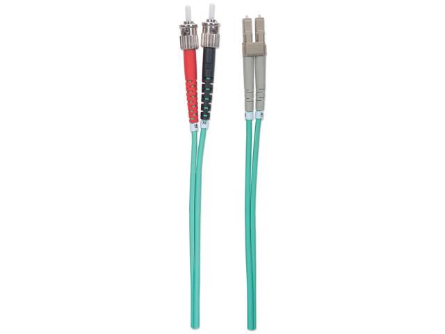 Intellinet Fiber Optic Patch Cable, Duplex, Multimode, ST/LC, 50/125 µm, OM3, 5.0 m (14.0 ft.), Aqua