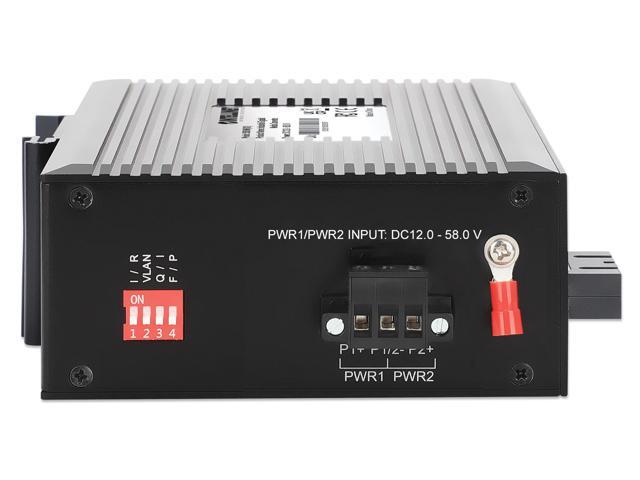 Intellinet Industrial Gigabit Media Converter, 10/100/1000Base-TX to 1000Base-LX (SC) Single-mode, 20 km (12.4 mi.), IP40-rated Metal Housing,...