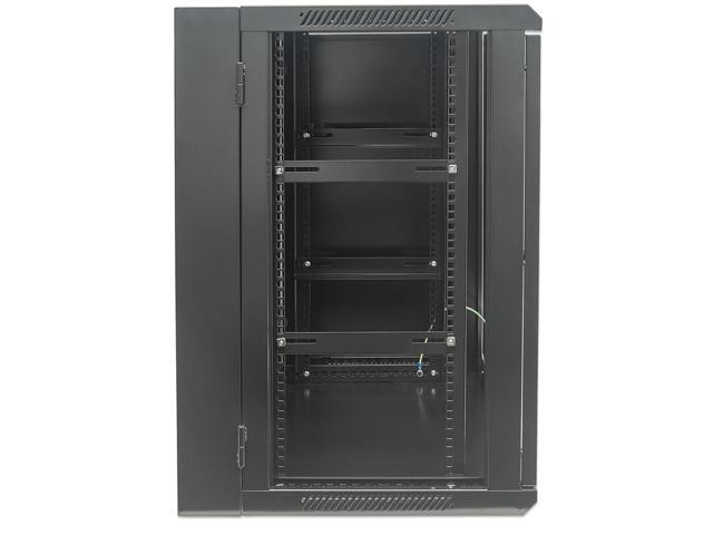Intellinet 19' Double Section Wallmount Cabinet, 9U, 500 mm (19.7 in.) Depth, Assembled, Black