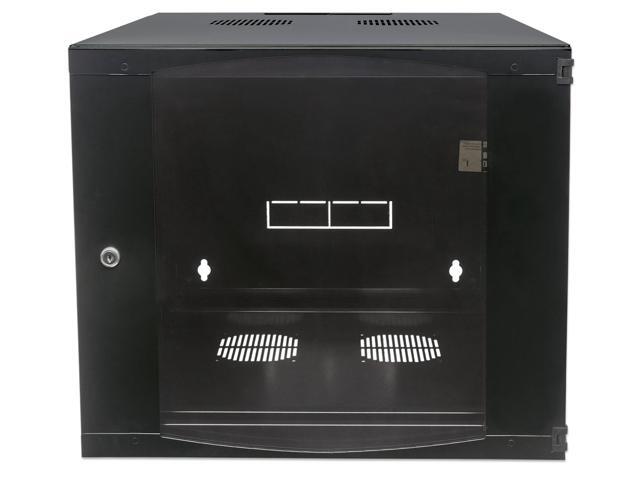 Intellinet 19' Double Section Wallmount Cabinet, 12U, 600 mm (23.6 in.) Depth, Flat Pack, Black