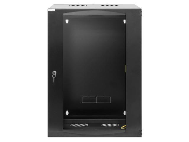 Intellinet 19' Double Section Wallmount Cabinet, 15U, 600 mm (23.6 in.) Depth, Flat Pack, Black