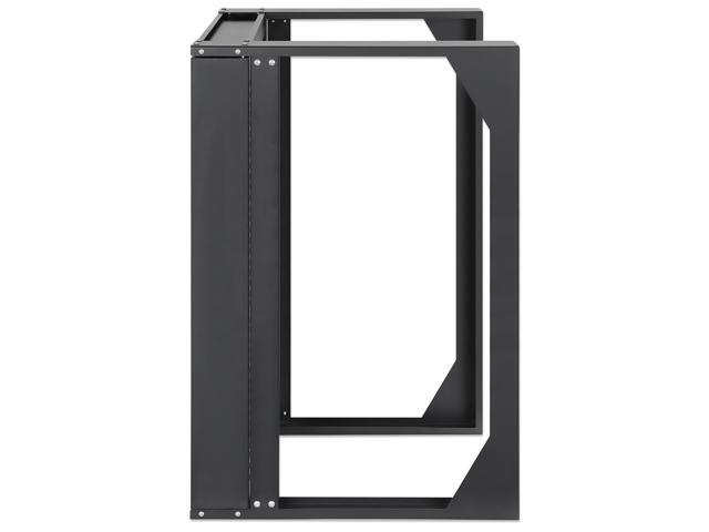 Intellinet 19' Wall Mount 2-Post Open Frame Network Rack, 12U, Hinged Swing Frame, 450 mm (17.7 in.) Depth, Flat Pack, Black RAL 9004