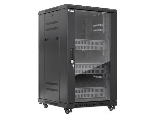 Intellinet Pro Line Network Cabinet with Integrated Fans, 18U, 23.6 in. (600 mm) Depth and Width, Roof-mounted Two-fan Ventilation Unit, Assembled,...