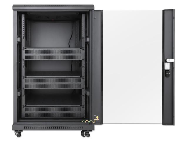 Intellinet Pro Line Network Cabinet with Integrated Fans, 18U, 23.6 in. (600 mm) Depth and Width, Roof-mounted Two-fan Ventilation Unit, Assembled,...
