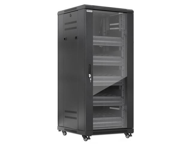 Intellinet Pro Line Network Cabinet with Integrated Fans, 27U, 23.6 in. (600 mm) Depth and Width, Roof-mounted Two-fan Ventilation Unit, Assembled,...