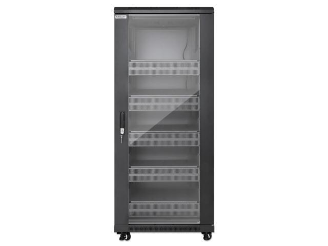 Intellinet Pro Line Network Cabinet with Integrated Fans, 27U, 23.6 in. (600 mm) Depth and Width, Roof-mounted Two-fan Ventilation Unit, Assembled,...