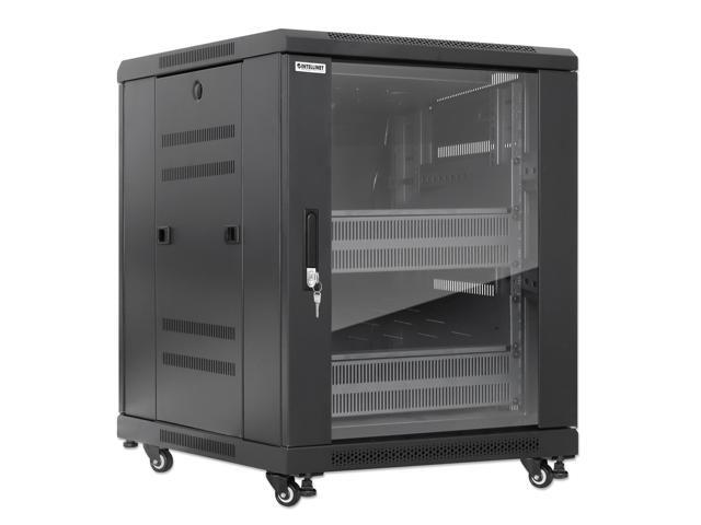 Intellinet Pro Line Network Cabinet with Integrated Fans, 12U, 23.6 in. (600 mm) Depth and Width, Roof-mounted Two-fan Ventilation Unit, Assembled,...