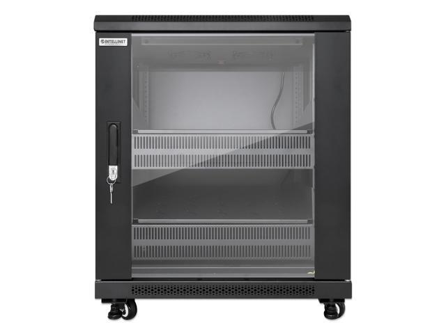 Intellinet Pro Line Network Cabinet with Integrated Fans, 12U, 23.6 in. (600 mm) Depth and Width, Roof-mounted Two-fan Ventilation Unit, Assembled,...