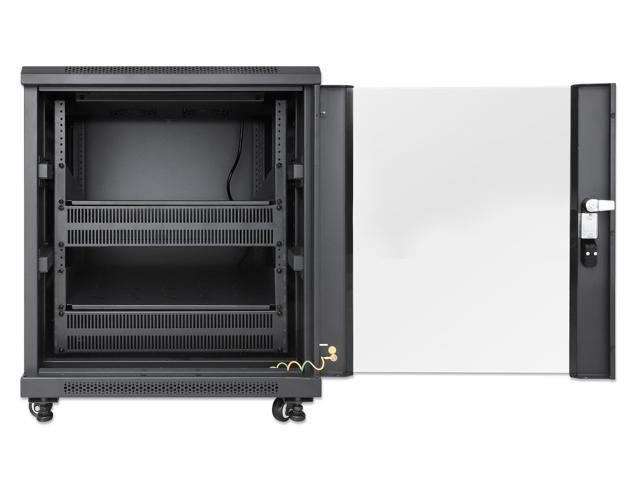 Intellinet Pro Line Network Cabinet with Integrated Fans, 12U, 23.6 in. (600 mm) Depth and Width, Roof-mounted Two-fan Ventilation Unit, Assembled,...