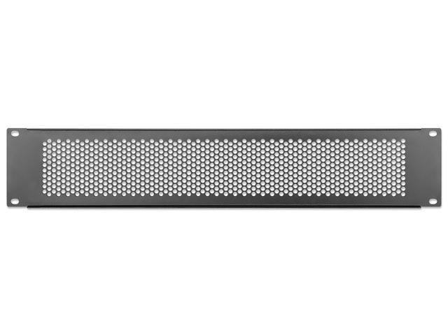 Intellinet 19' Vented Blank Panel, 2U, Rackmount Spacer Panel with Perforated Venting, Black RAL 9005