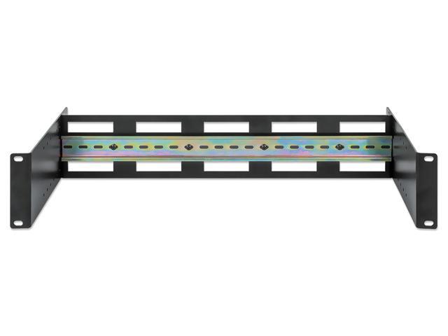Intellinet Adjustable 19' Rackmount DIN Rail Kit, 2U, Chassis to Mount Top Hat DIN Rail Equipment in a 19 in. Rack, Adjustable Rail Depth of 48 to...