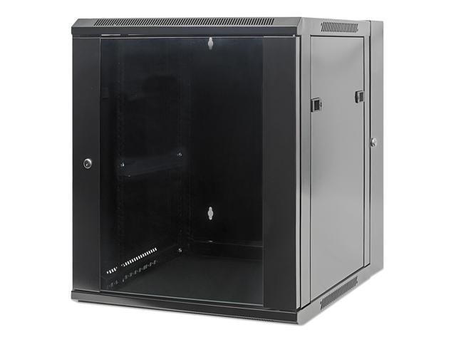 Intellinet Network Solutions 19' Double Section Wallmount Cabinet, 12U, 550 mm (21.7 in.) Depth, Assembled, Black