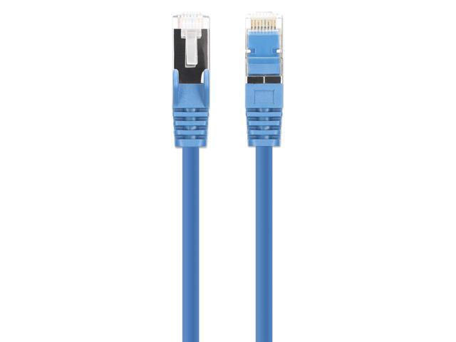 Intellinet Cat8.1 U/FTP Slim Network Patch Cable, 0.5 ft., Blue, 10-Pack, 40G, 2 GHz, 100% Copper, 30 AWG, RJ45, Stranded, Snag-free, Gold-plated...