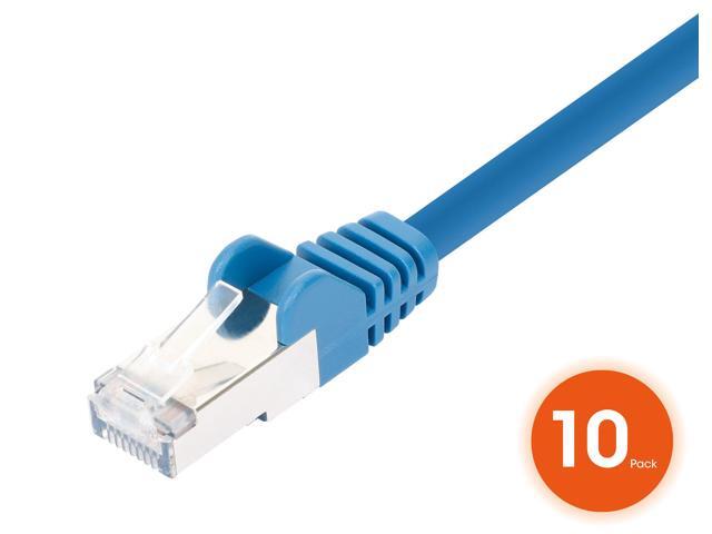 Intellinet Cat8.1 U/FTP Slim Network Patch Cable, 0.5 ft., Blue, 10-Pack, 40G, 2 GHz, 100% Copper, 30 AWG, RJ45, Stranded, Snag-free, Gold-plated...