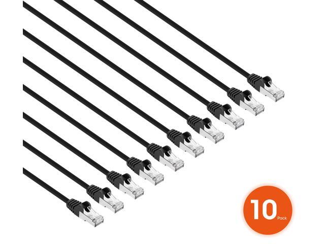 Intellinet Cat8.1 U/FTP Slim Network Patch Cable, 0.5 ft., Black, 10-Pack, 40G, 2 GHz, 100% Copper, 30 AWG, RJ45, Stranded, Snag-free, Gold-plated...
