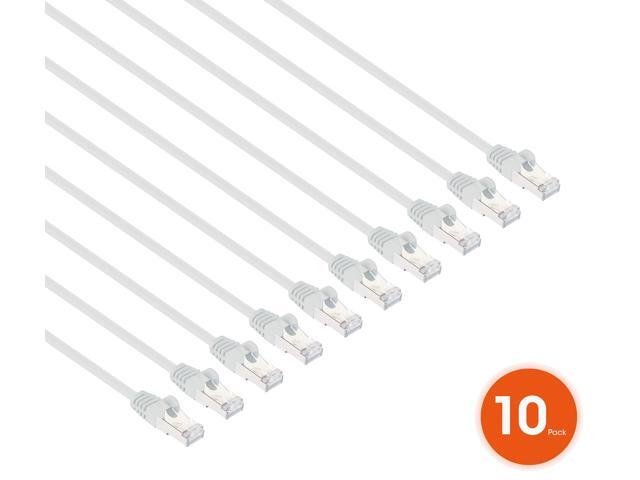 Intellinet Cat8.1 U/FTP Slim Network Patch Cable, 0.5 ft., White, 10-Pack, 40G, 2 GHz, 100% Copper, 30 AWG, RJ45, Stranded, Snag-free, Gold-plated...