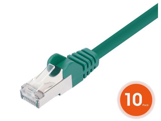 Intellinet Cat8.1 U/FTP Slim Network Patch Cable, 10 ft., Green, 10-Pack, 40G, 2 GHz, 100% Copper, 30 AWG, RJ45, Stranded, Snag-free, Gold-plated...