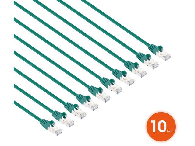 Intellinet Cat8.1 U/FTP Slim Network Patch Cable, 7 ft., Green, 10-Pack, 40G, 2 GHz, 100% Copper, 30 AWG, RJ45, Stranded, Snag-free, Gold-plated...